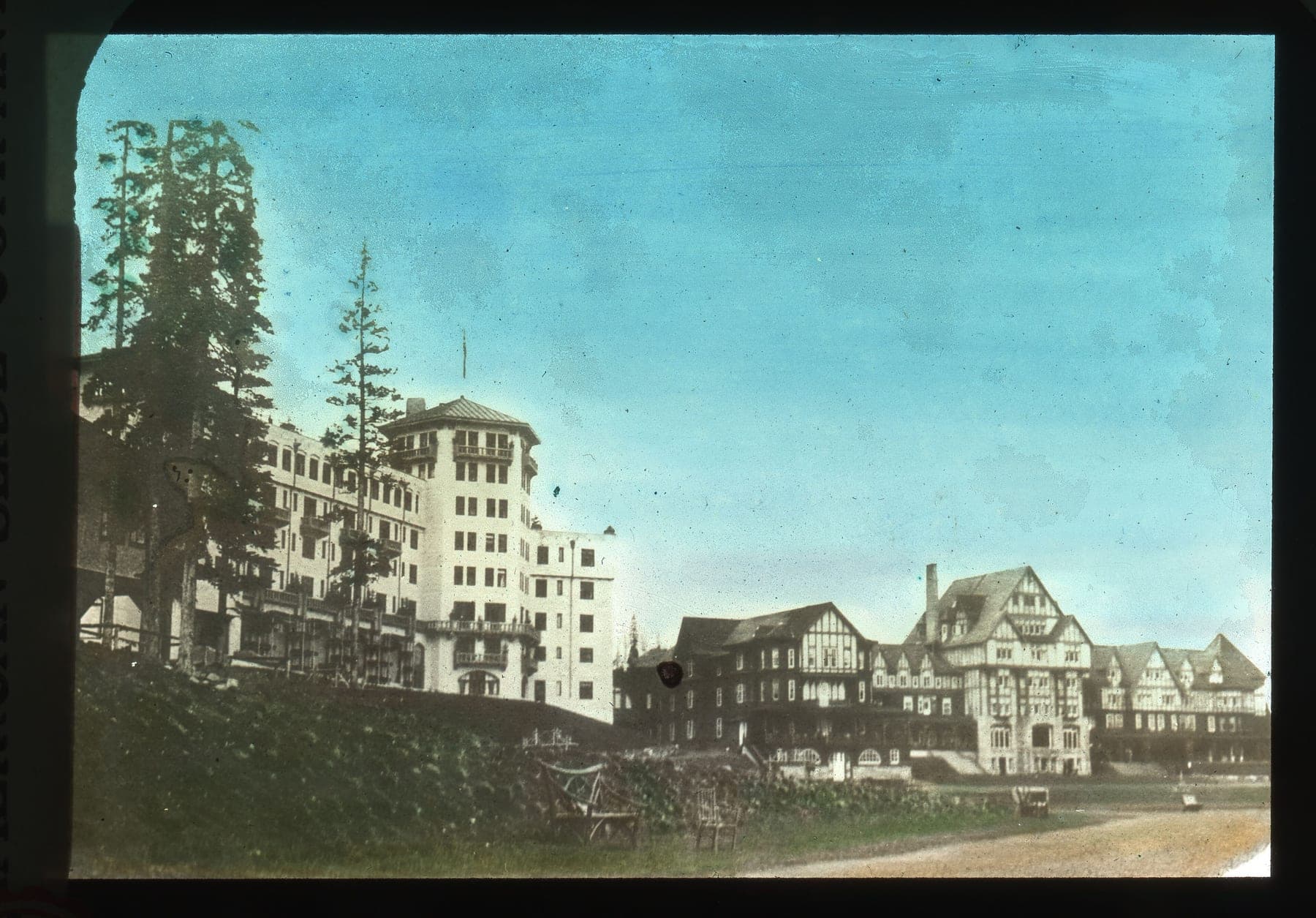 The Chateau on the lakeshore, photographed by a visiting traveller in 1920