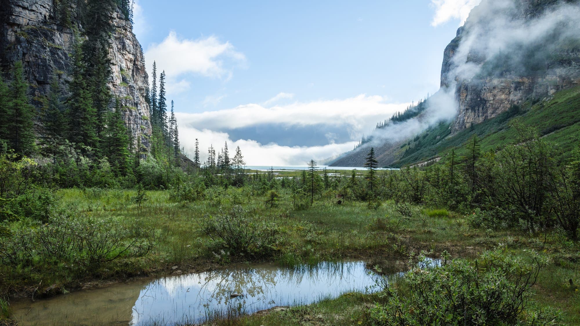 The southwest end of Lake Louise