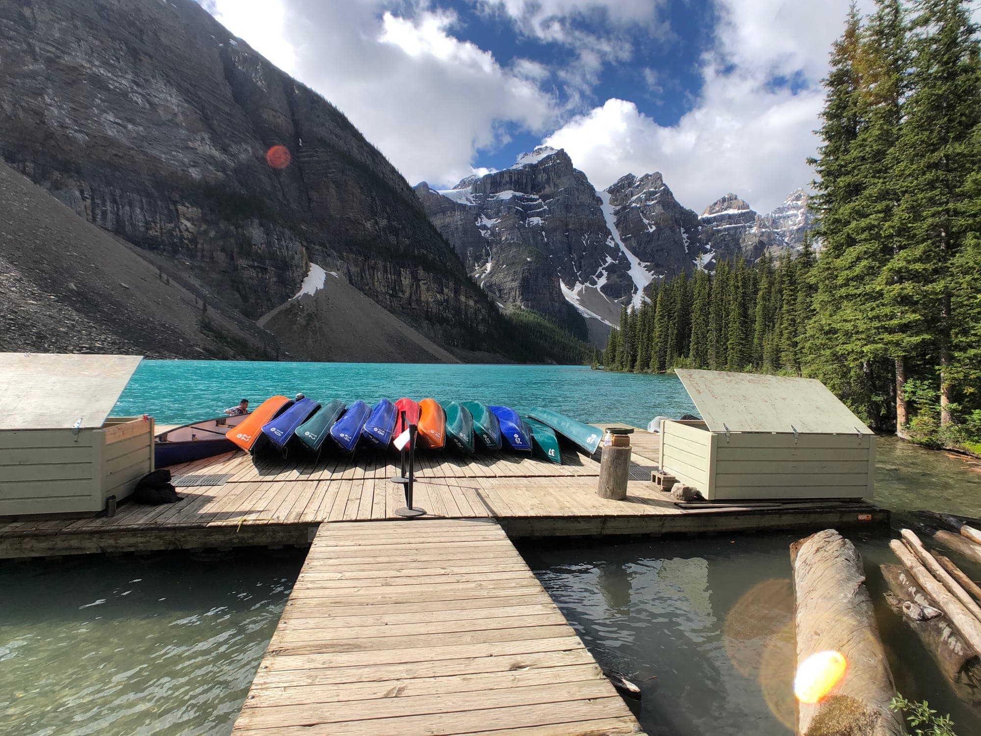 Canoes on Moraine Lake